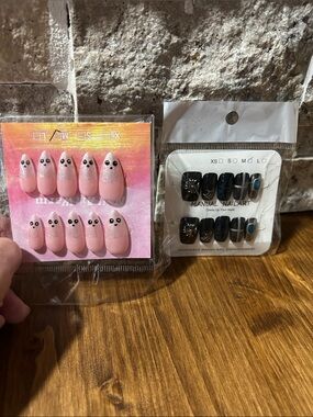 Set of 2 Gothic Halloween and Ghost Press-On Nails -  NEW medium length